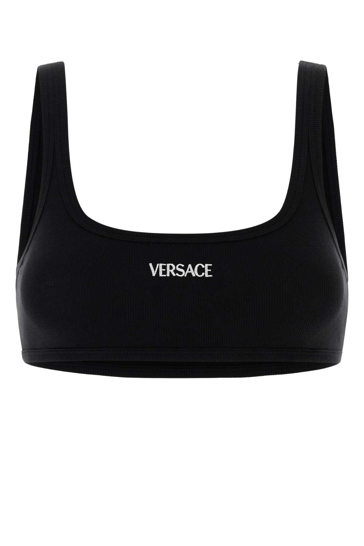 Versace Cotton Bikini Top — Black