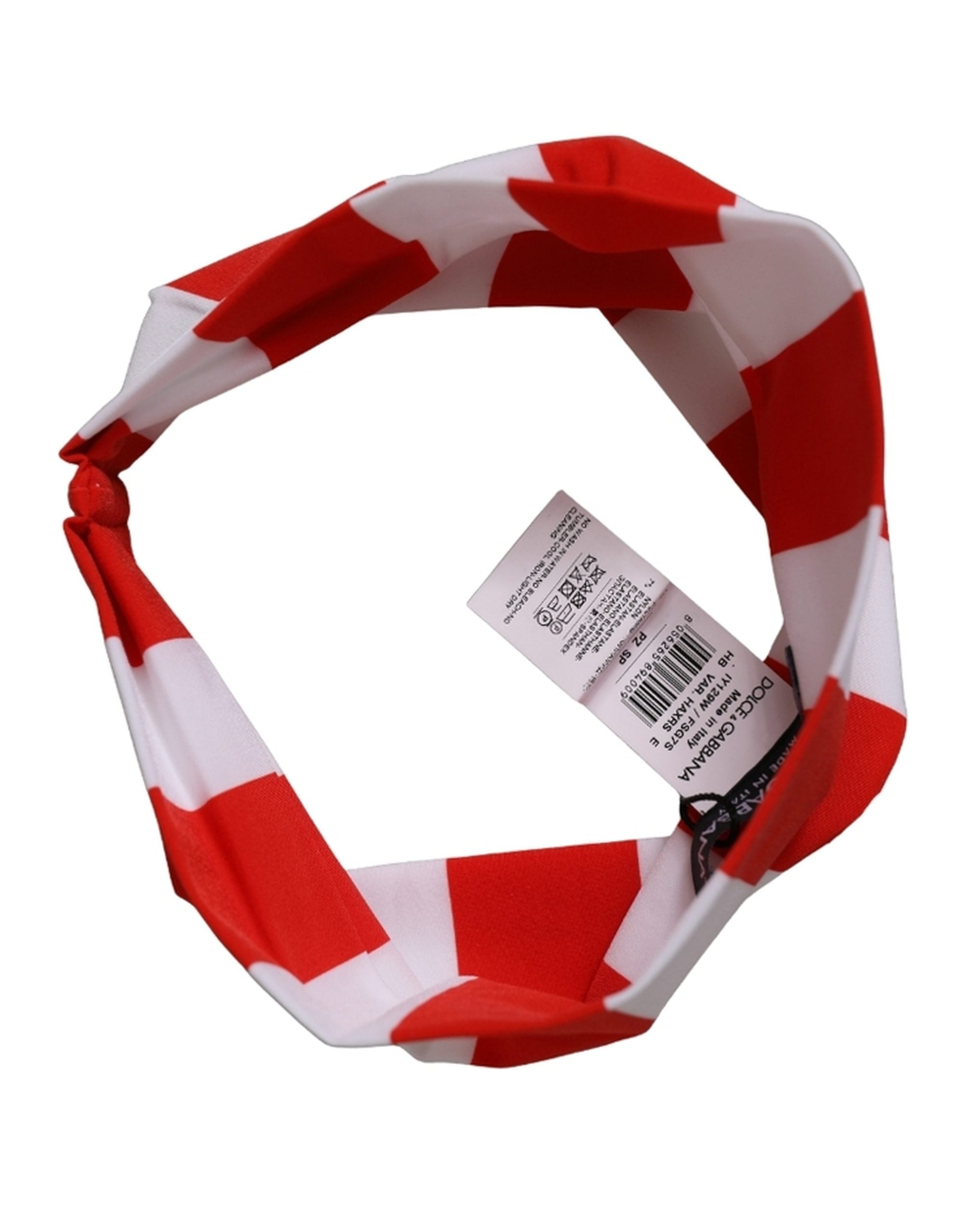 Dolce & Gabbana Red & White Striped Nylon Headband — Red