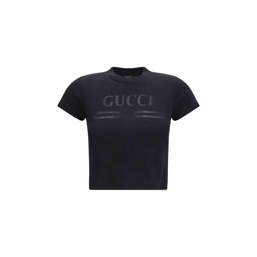 Gucci Logo-Embroidered Cotton Jersey T-Shirt — Black