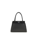 Prada Triangle Logo Top Handle Bag — Black