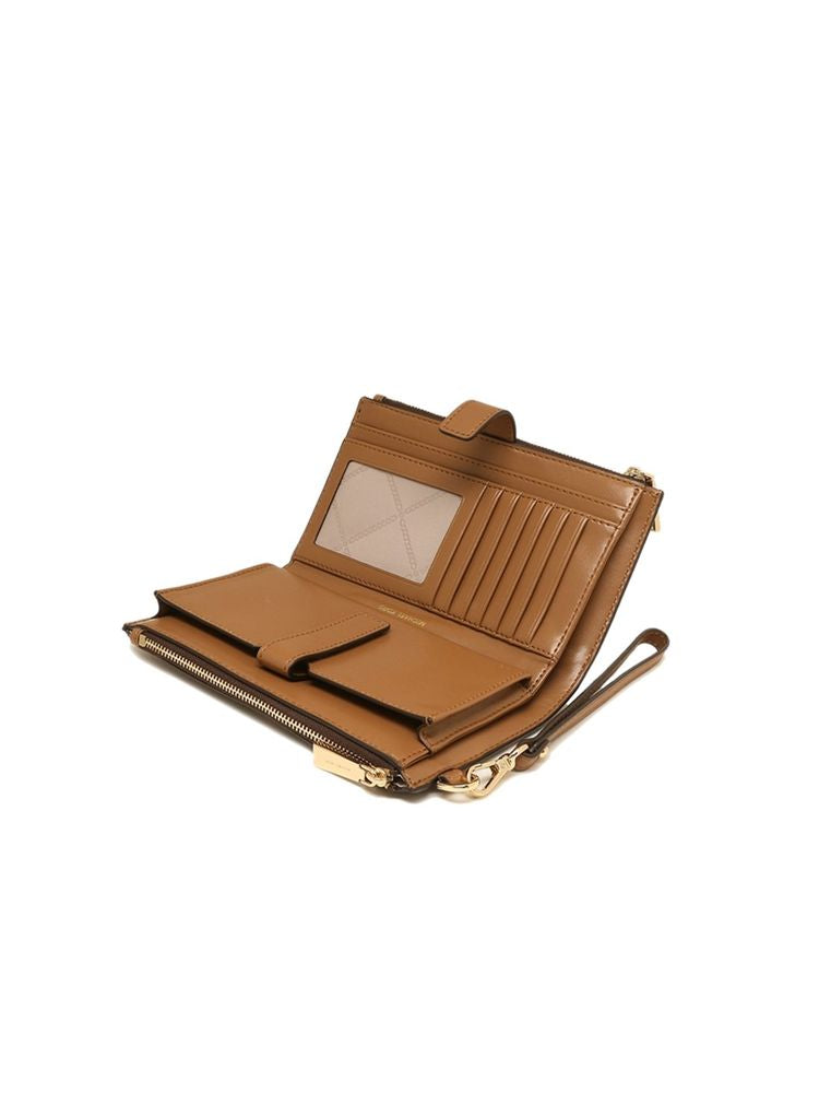 Michael Kors Double Zip Coated Canvas Wallet — Brown