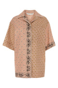 Palm Angels Mixed-Pattern Camp-Collar Shirt — Beige