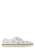 Miu Miu Embellished Canvas Sneaker — White
