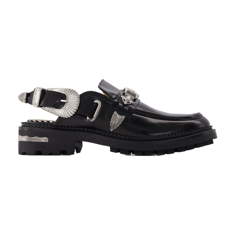 Toga Pulla Leather Buckle-Detail Loafer — Black