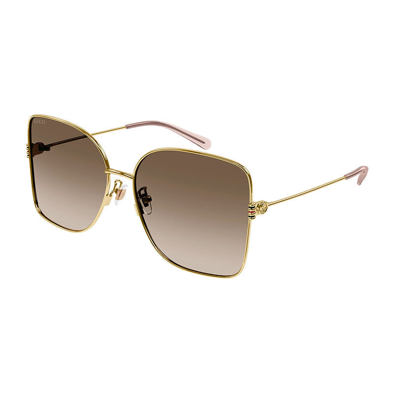 Gucci GG1282SA003 Square Metal-Frame Sunglasses — Gold