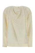 Carven Silk Draped Sweater — White