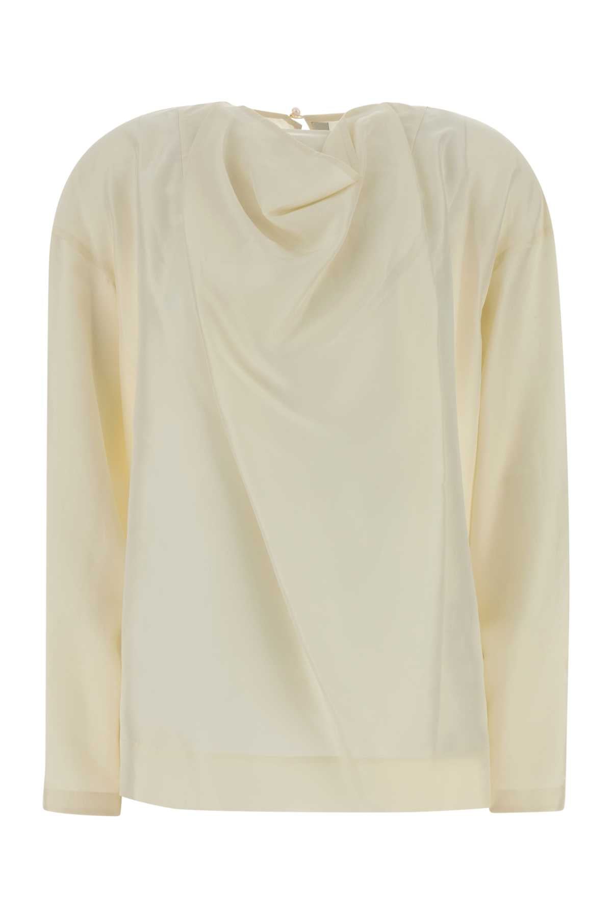 Carven Silk Draped Sweater — White