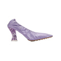 Bottega Veneta Glitter-Heel Lambskin Pump — Purple