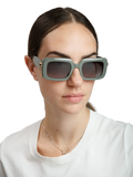 Furla SFU980 Acetate Rectangle Frame Sunglasses — Green