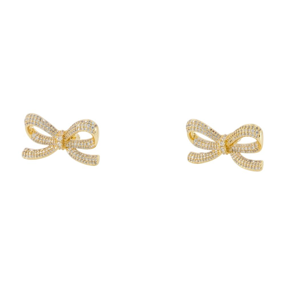 Self-Portrait Crystal Bow Earrings — Gold