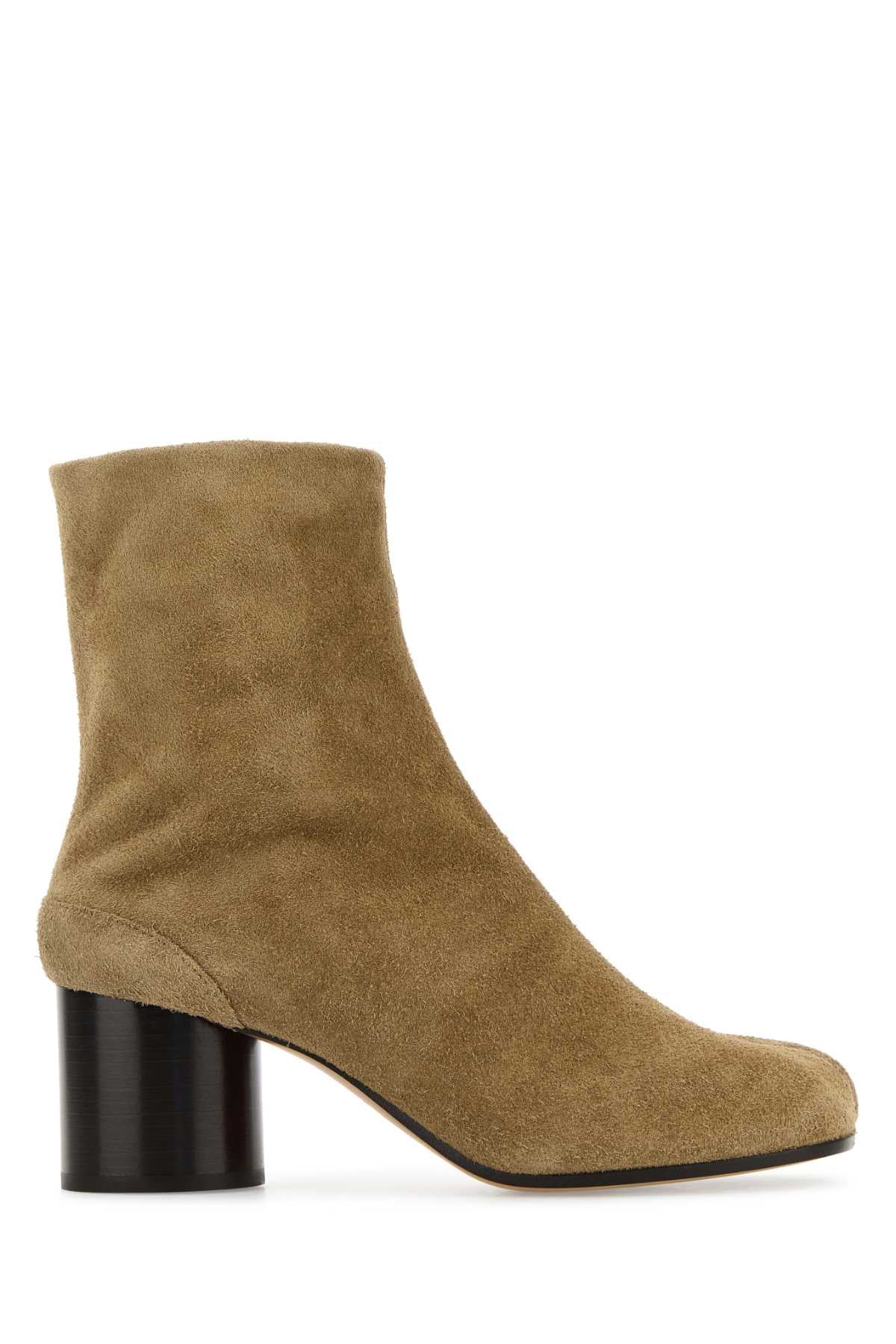 Maison Margiela Suede Block-Heel Boot — Brown