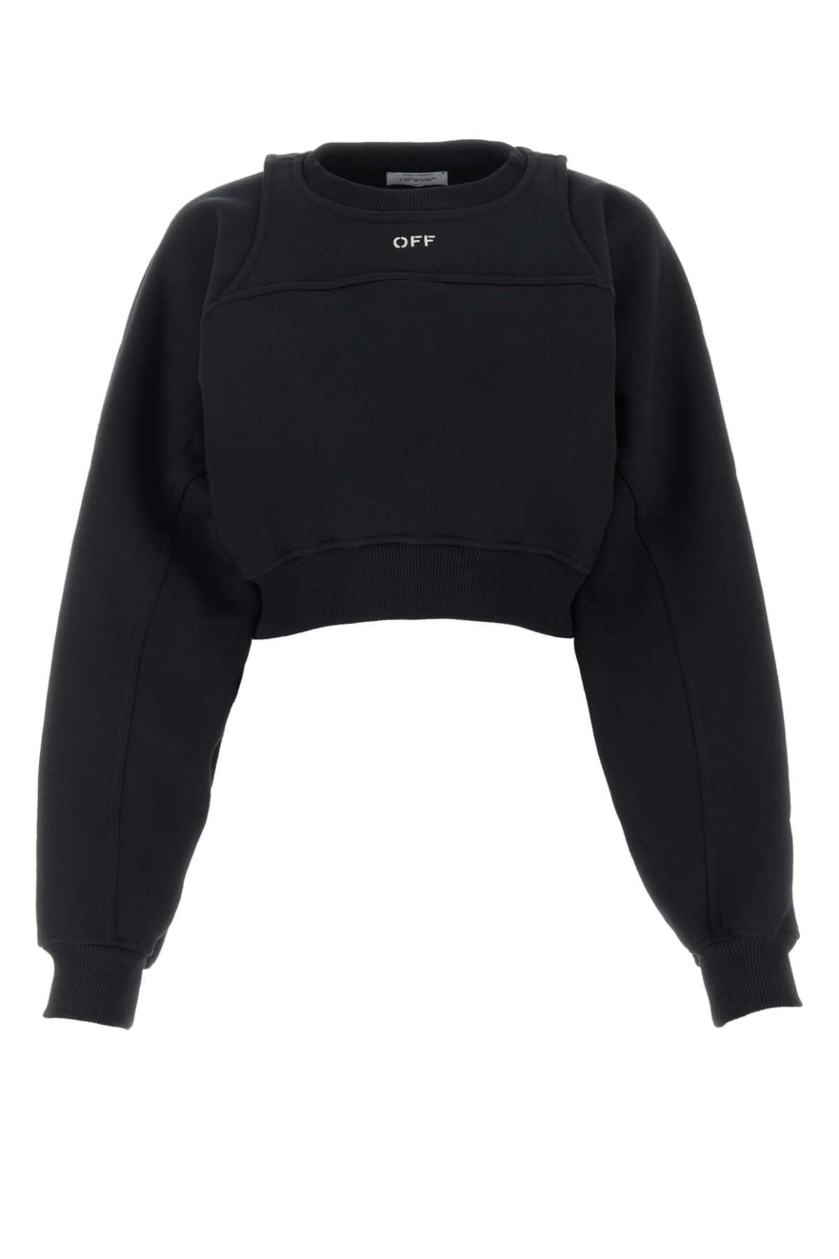Off-White Logo-Embroidered Cotton Sweatshirt — Black