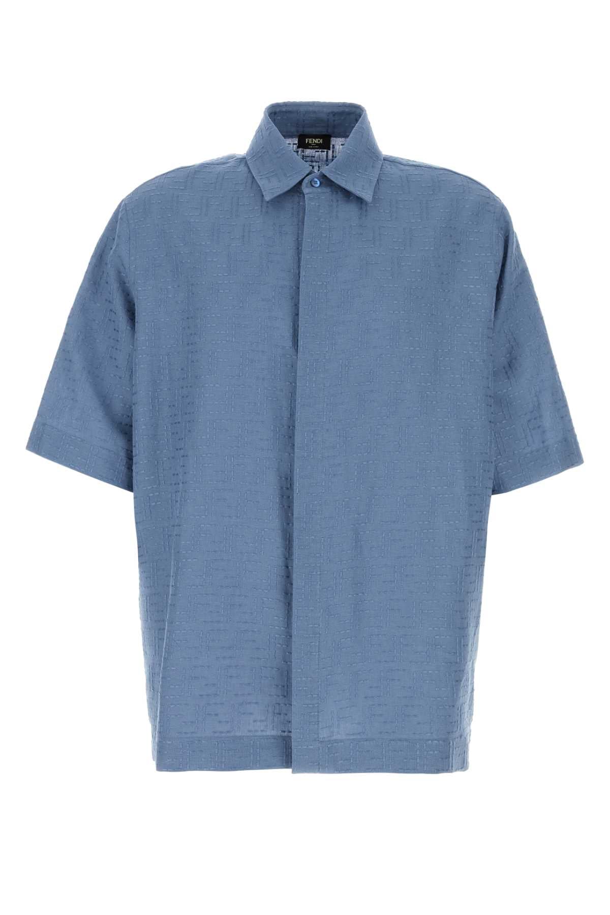 Fendi Linen-Cotton Shirt — Blue