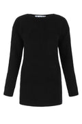 Off-White Virgin Wool Ribbed Sweater — Black