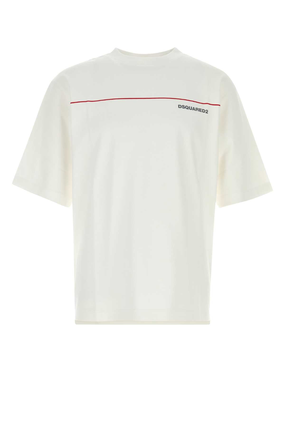 Dsquared2 Logo-Embroidered Cotton T-Shirt — White