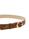 Guess Canvas & Leather Logo Belt — Brown