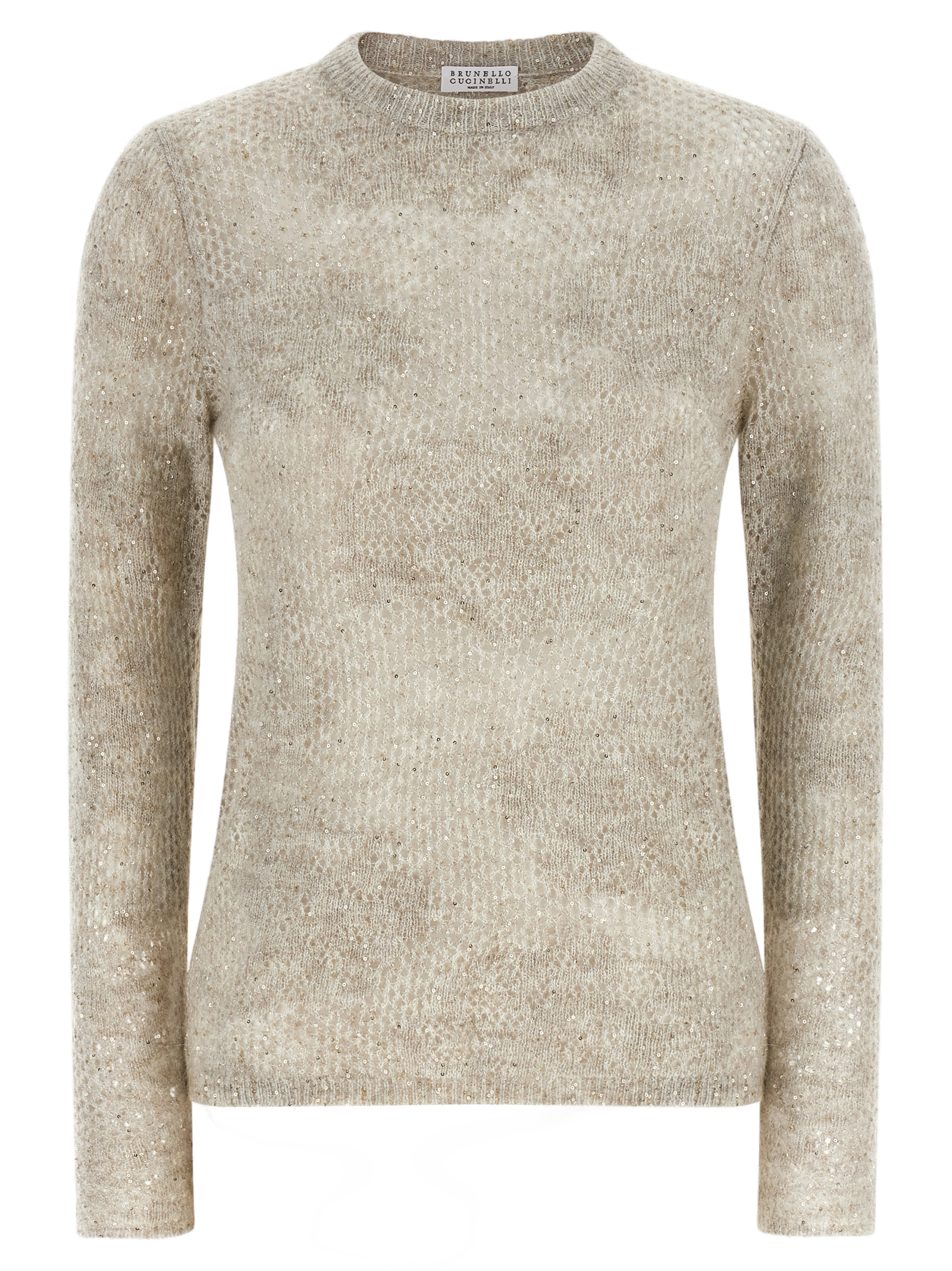 Brunello Cucinelli Flower Lace Sweater — Beige
