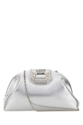Amina Muaddi Clutch — Silver
