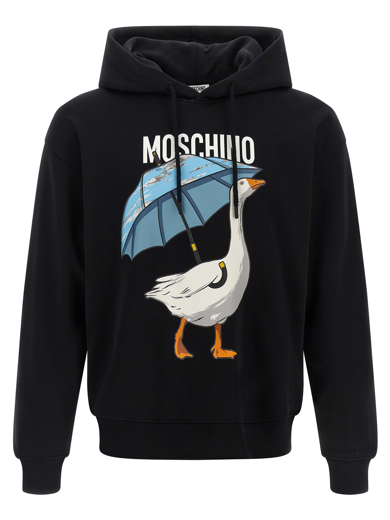 Moschino Goose-Print Cotton Sweatshirt — Black
