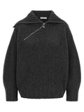 The Attico Virgin Wool and Cashmere Cardigan — Gray