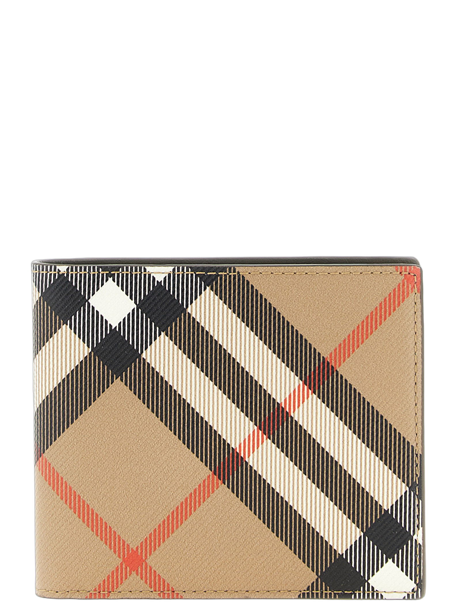 Burberry Check Pattern Bifold Wallet — Beige