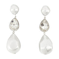 Self-Portrait Pearl Crystal Droplet Earrings — White