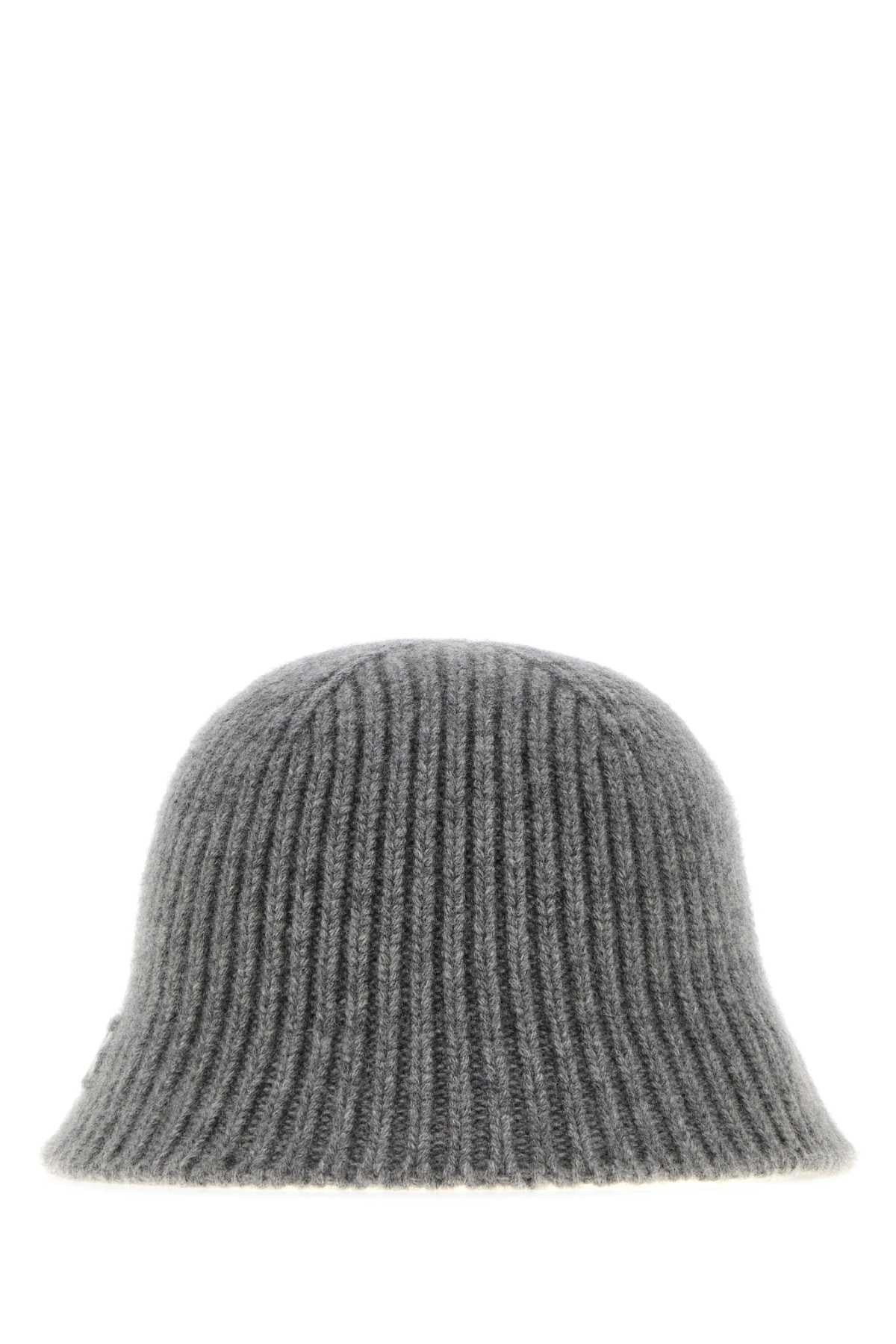 Miu Miu CAPPELLI Virgin Wool & Cashmere Blend Bucket Hat — Gray