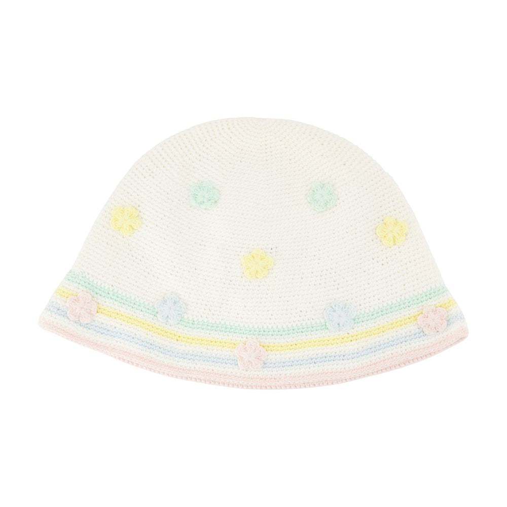 Casablanca A-AW25-HAT-095-01 Crochet Cotton Bucket Hat — White