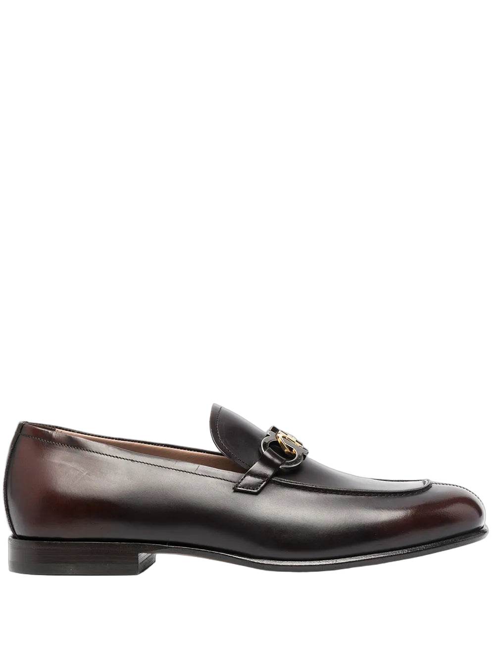 Ferragamo Gancini Buckle Leather Loafer — Black