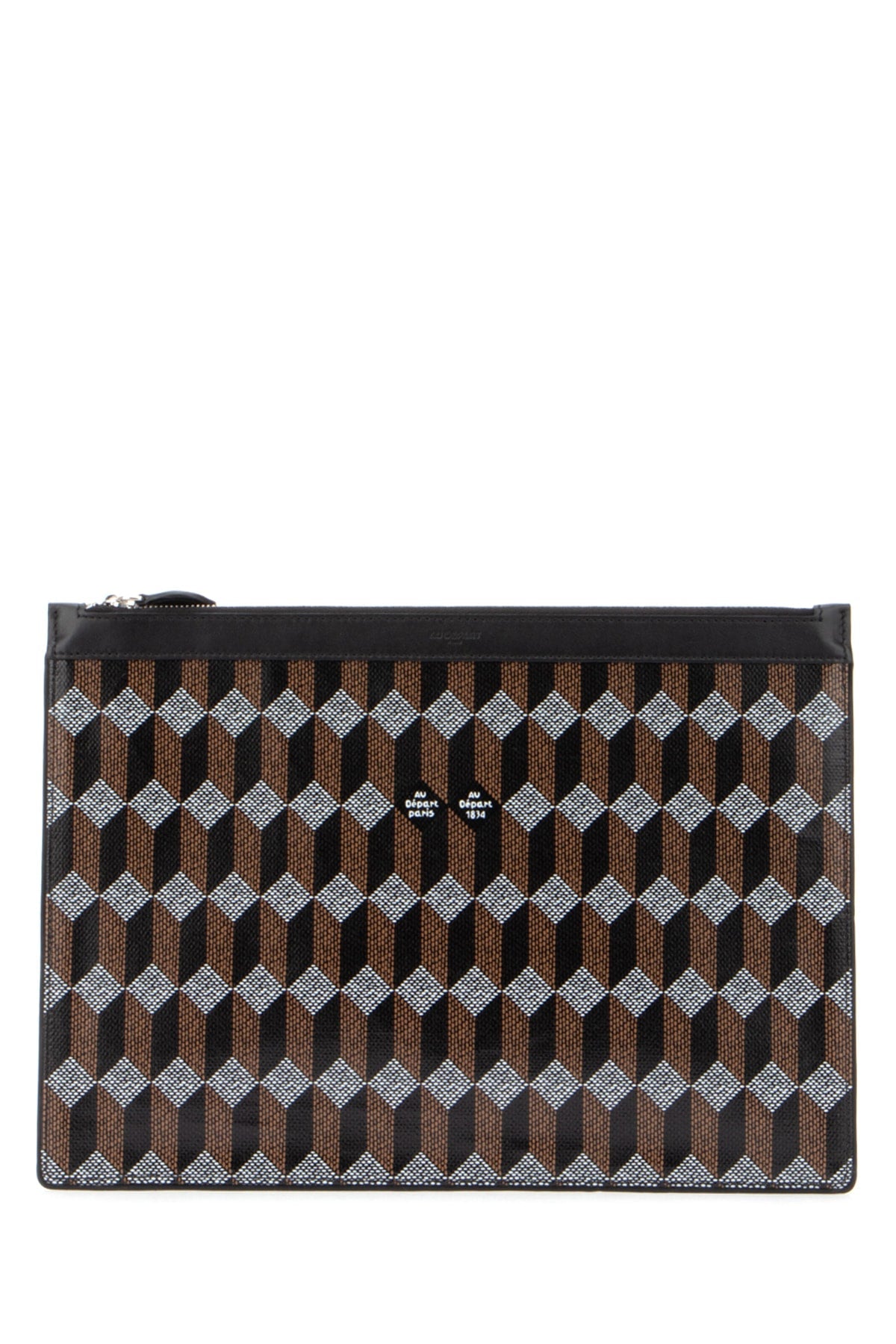 Au Depart Jacquard-Woven Geometric Card Case — Black