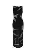 Alexander McQueen Feather-Print Silk Dress — Black