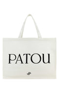 Bolso tote Patou de algodón con logo estampado — Blanco