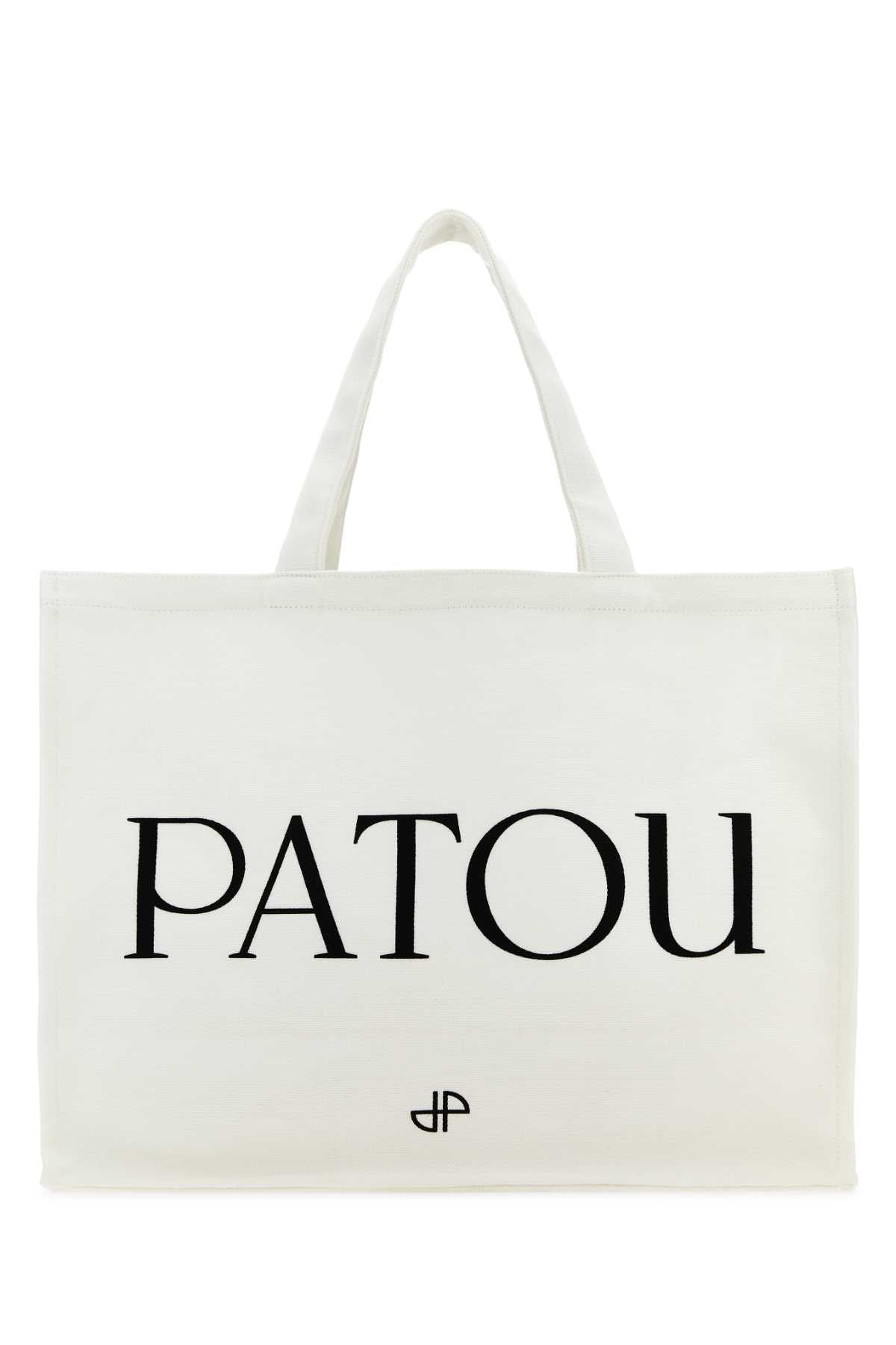 Patou Logo-Printed Cotton Tote Bag — White