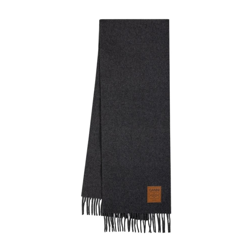 Ganni Double Face Wool Scarf — Gray