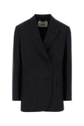 Fendi Pinstriped Wool Blazer — Navy