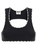 Moschino Logo-Trimmed Stretch Technical Sports Top — Black