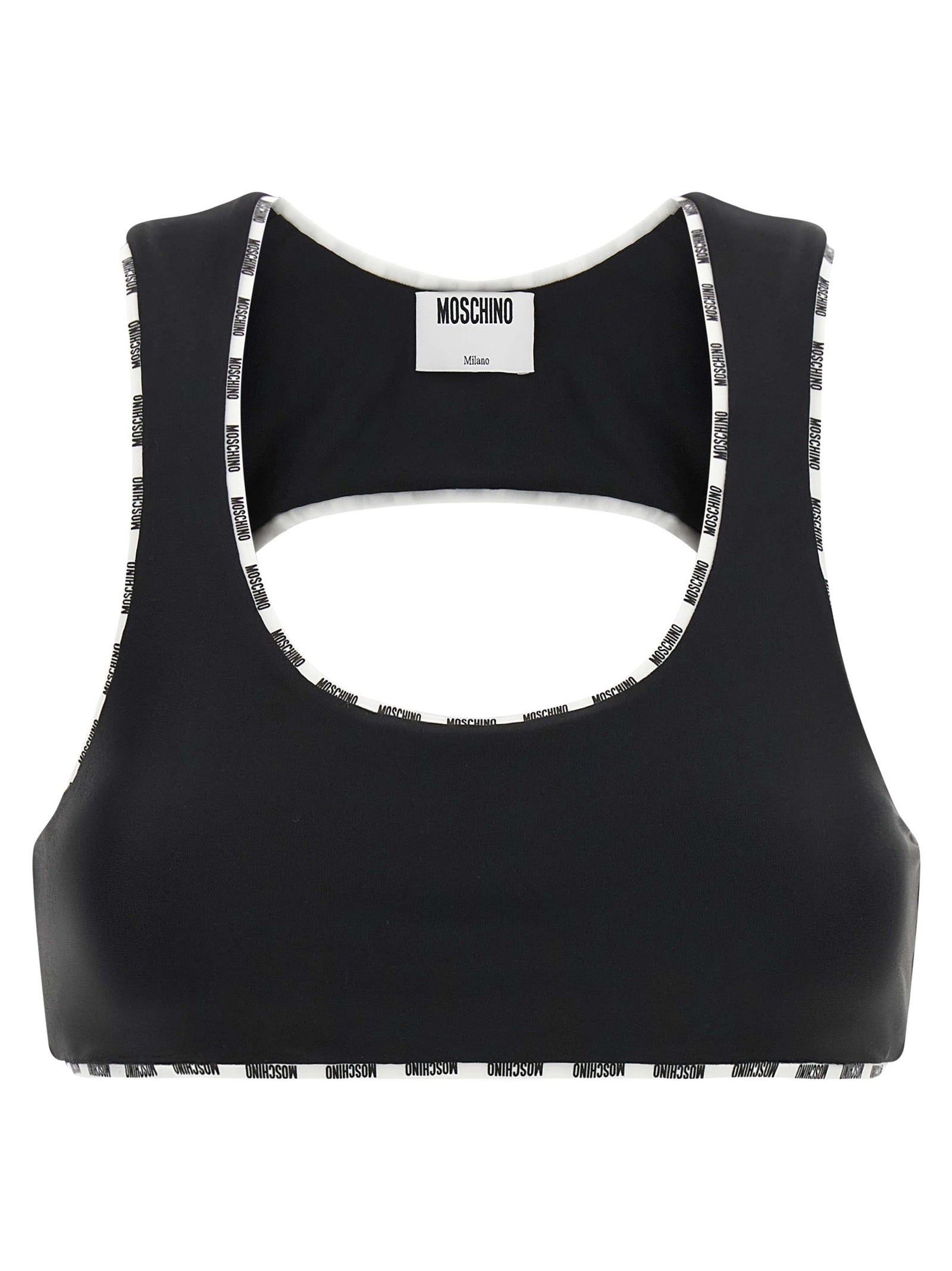 Moschino Logo-Trimmed Stretch Technical Sports Top — Black