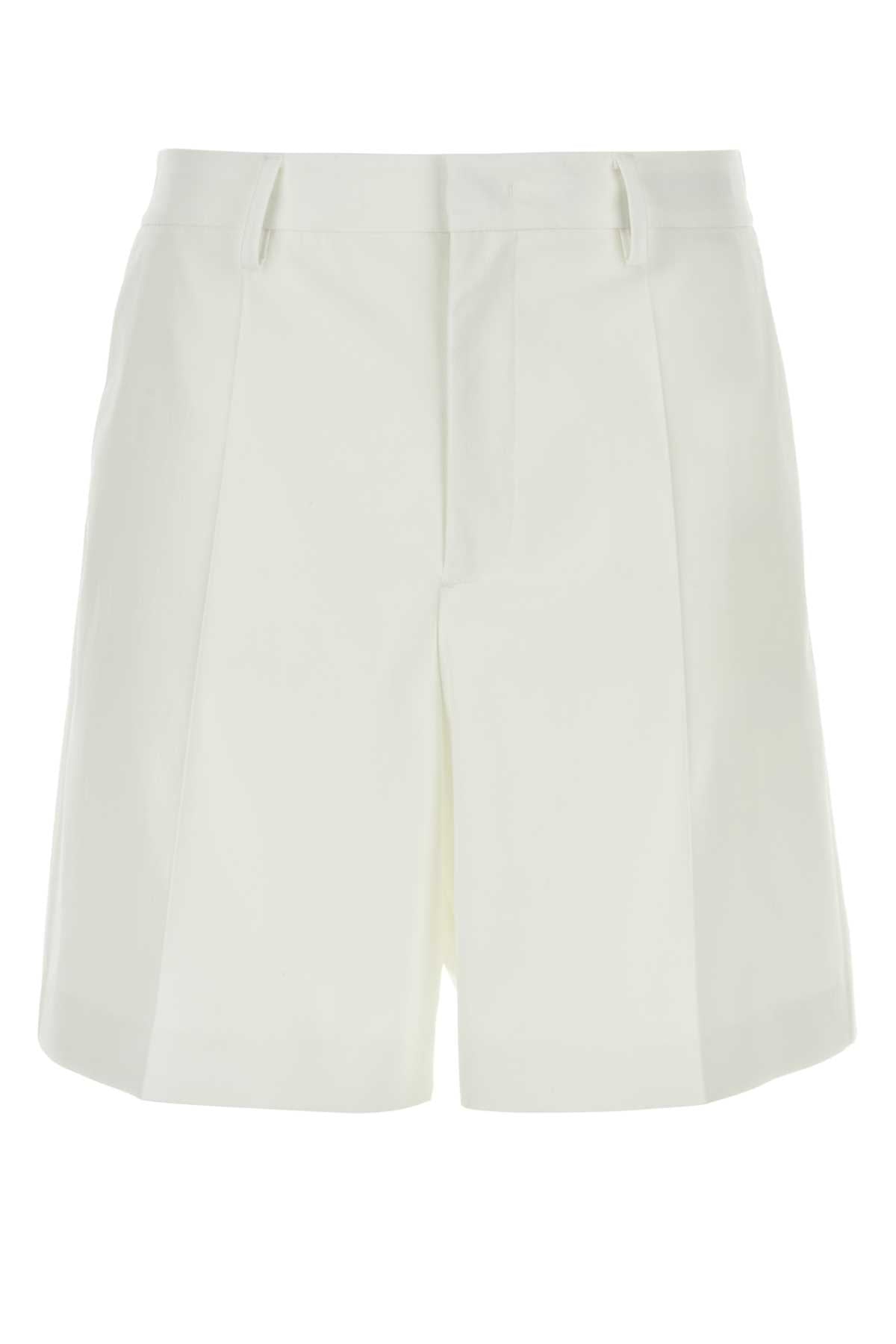 Valentino Garavani Virgin Wool-Silk Bermuda Short — White