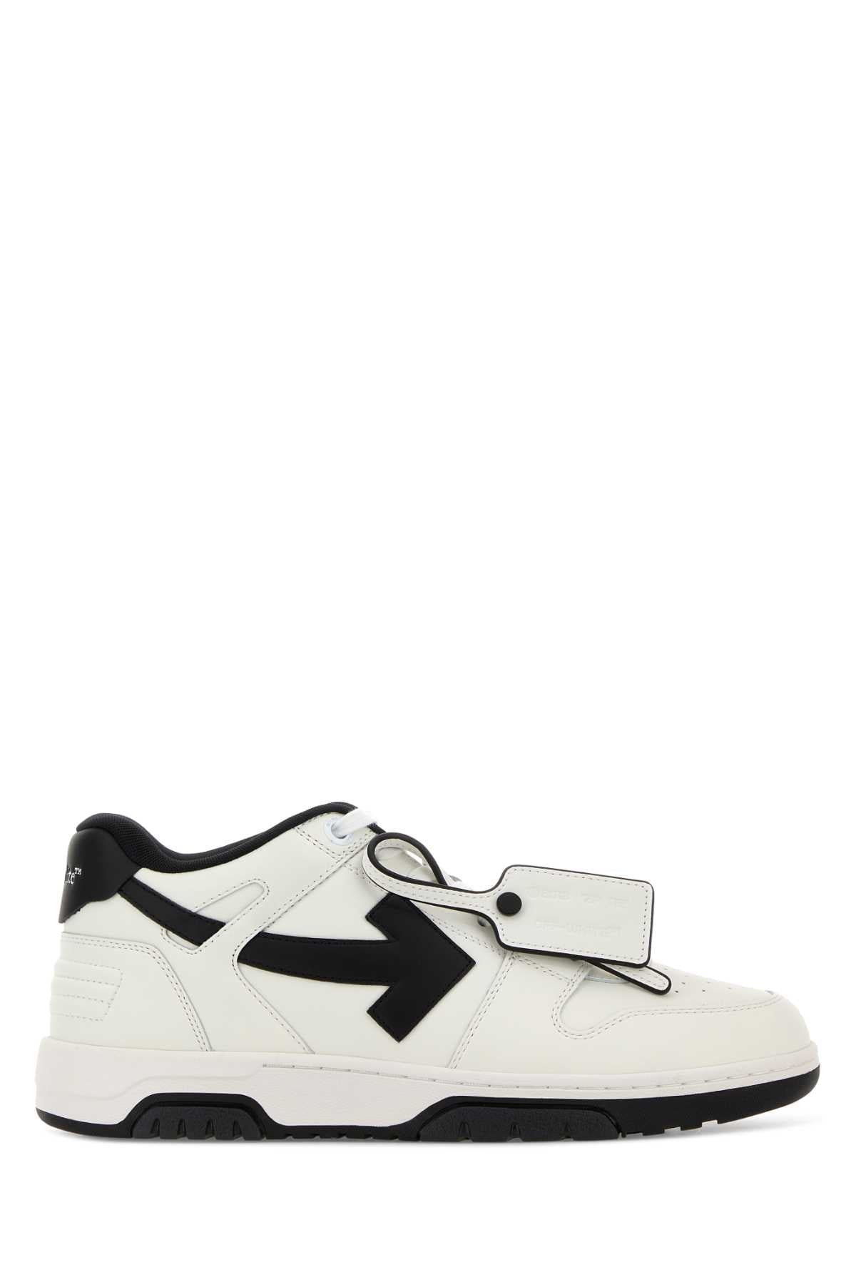 Off-White Leather Color-Block Sneaker — White