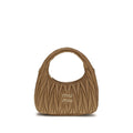Miu Miu Matelassé Quilted Leather Shoulder Bag — Beige