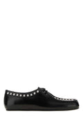 Jil Sander Studded Leather Lace-Up Flat — Black
