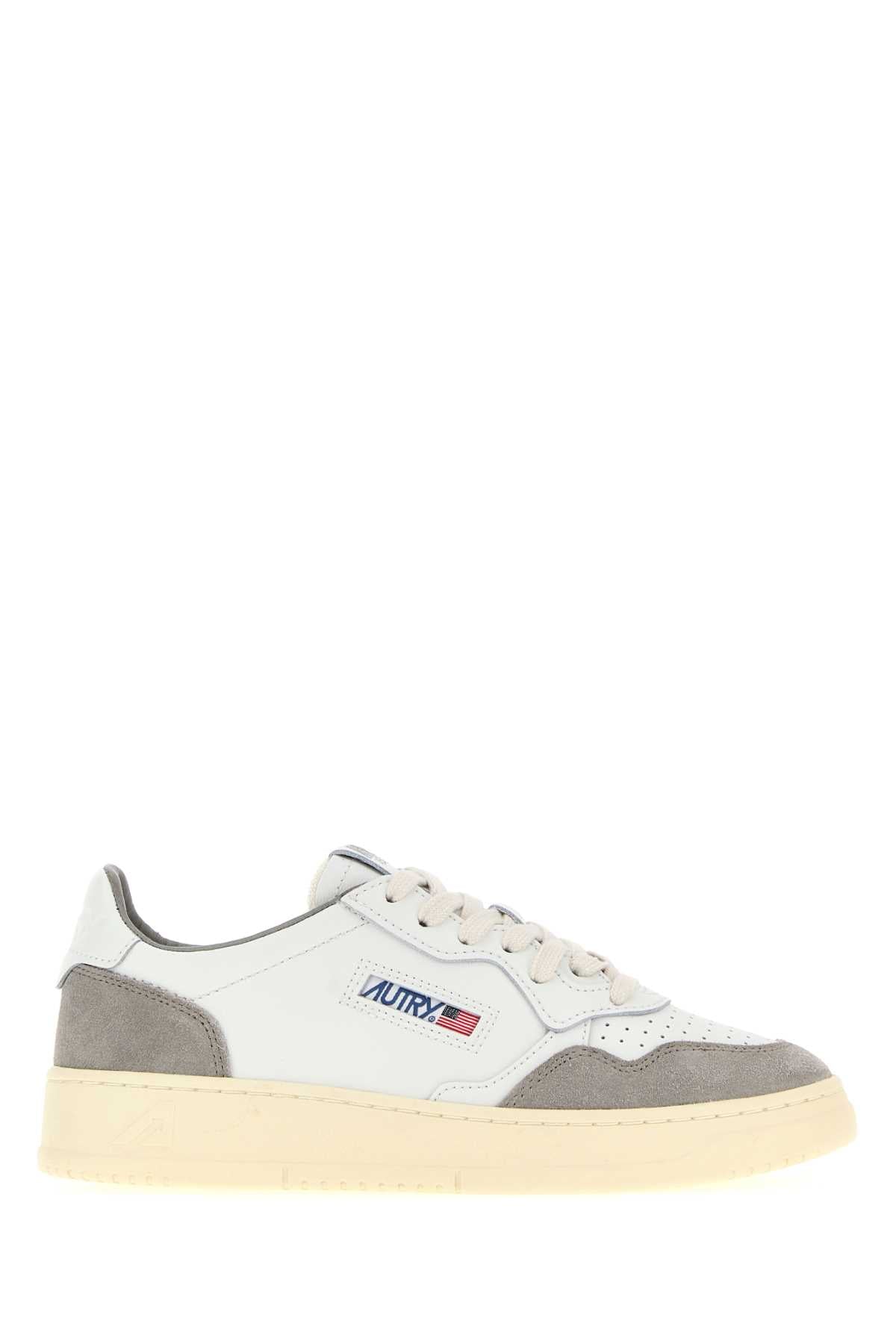 Autry Suede and Leather Sneaker — White