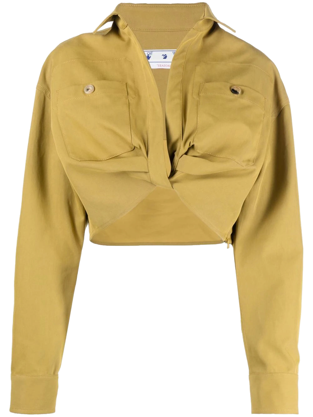 Off-White Twist-Front Cargo Overshirt — Gold