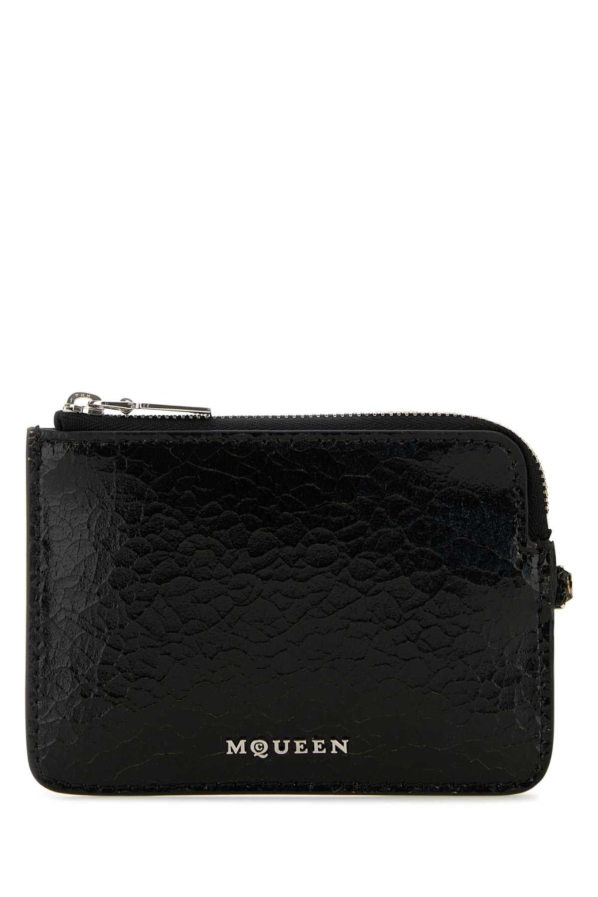 Alexander McQueen Croc-Embossed Leather Wallet — Black