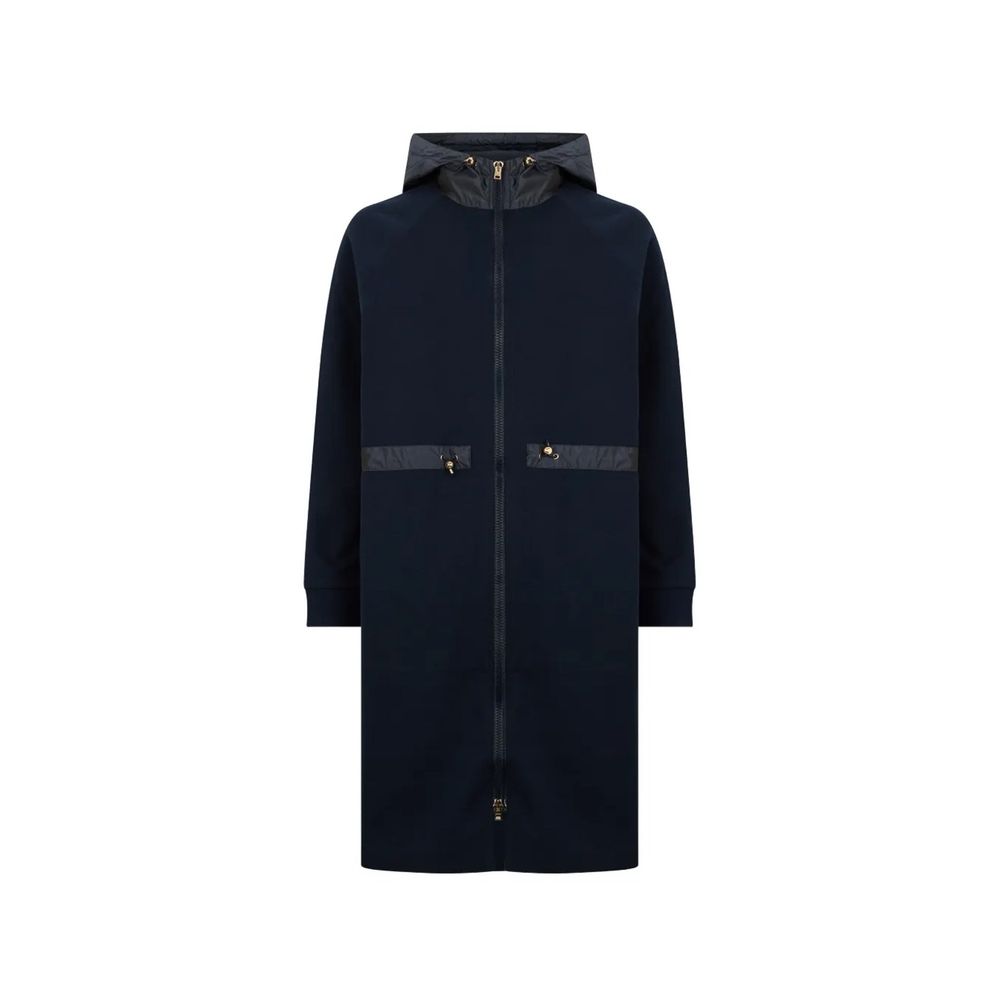 Herno Cotton Drawstring Hood Coat — Navy