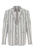 Thom Browne Striped Cotton Blazer — Gray