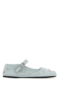 Miu Miu Embellished Fabric Ballerina — Blue