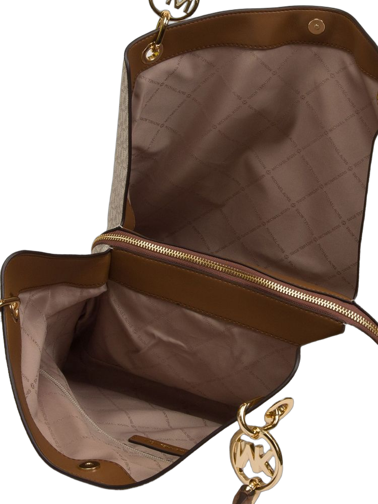 Michael Kors Quilted Coated Canvas Shoulder Bag — Brown