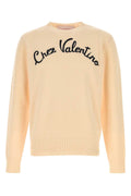 Valentino Garavani Logo-Embroidered Virgin Wool Sweater — Beige