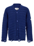 MM6 Maison Margiela Virgin Wool Blend Cardigan — Blue